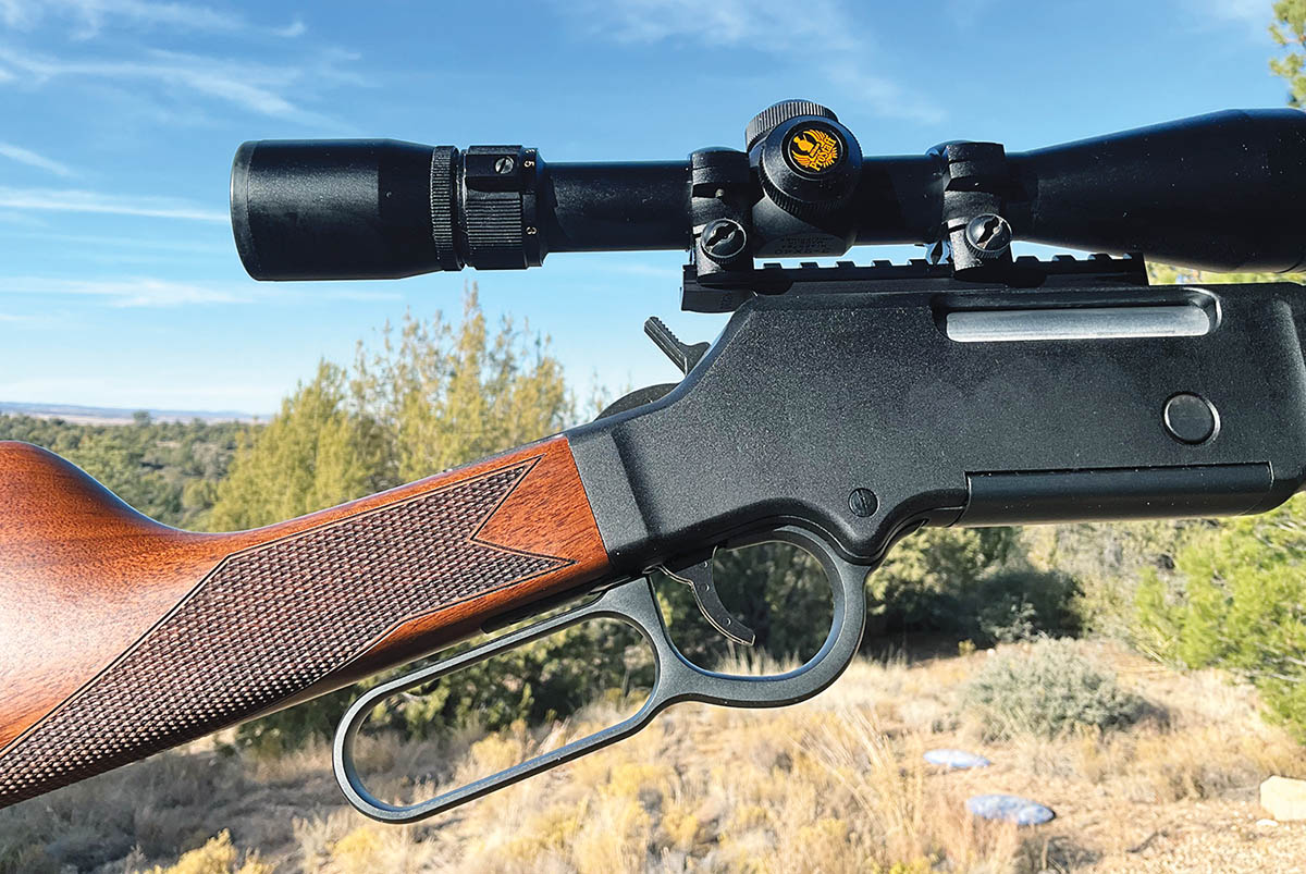 Reversing the mounting of the  Evolution Gun Works scope base helped overcome the long length of pull for proper eye relief.